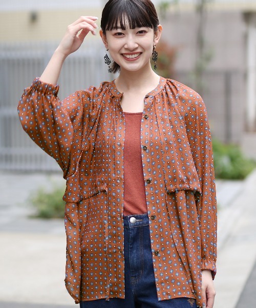 チチカカ（チチカカ）の「モチーフドットプリントチュニックブラウス（シャツ/ブラウス・レディース・ブラウン/ネイビー/ベージュ・FREE）」の5枚目の写真