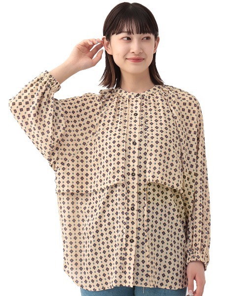 チチカカ（チチカカ）の「モチーフドットプリントチュニックブラウス（シャツ/ブラウス・レディース・ブラウン/ネイビー/ベージュ・FREE）」の11枚目の写真