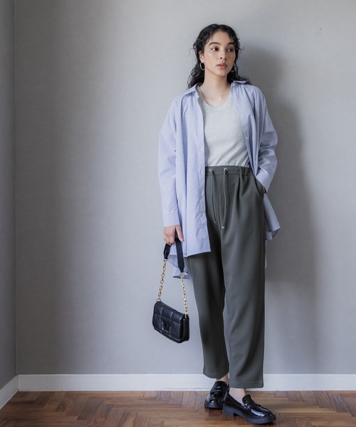 coca(coca)(コカ)の「\新色追加/カットカルゼテーパードパンツ(スラックス・レディース・ブラック/カーキ/イエロー/ピンク/チャコール・M/L)」の19枚目の写真