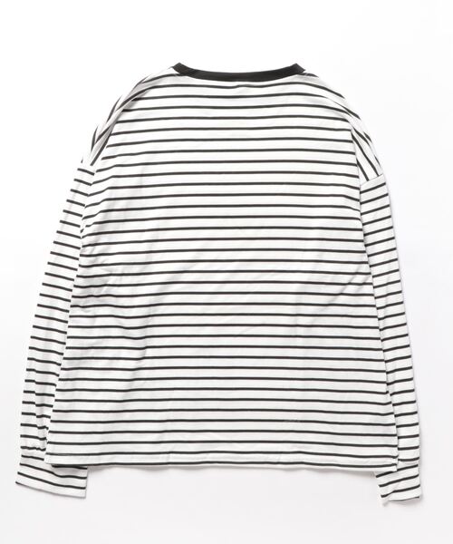 Sibra(シブラ)の「オーバーサイズボーダーTシャツ(Tシャツ/カットソー・レディース・ホワイト・M)」の10枚目の写真