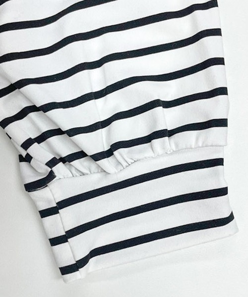 Sibra(シブラ)の「オーバーサイズボーダーTシャツ(Tシャツ/カットソー・レディース・ホワイト・M)」の8枚目の写真