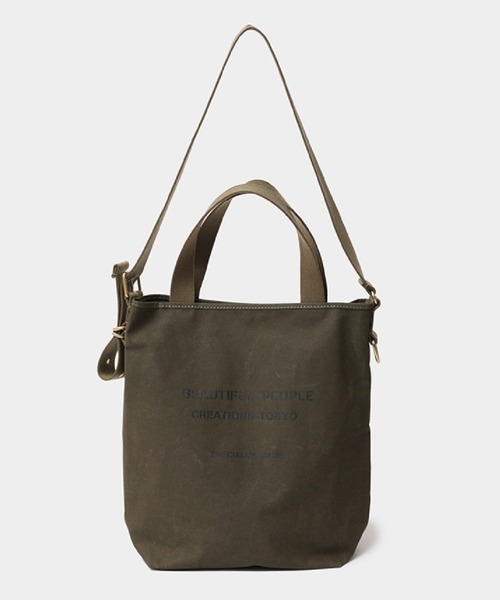 beautiful people(ビューティフルピープル)の「beautiful people army tent cloth tote bag M 7315611943(トートバッグ・レディース・オリーブ/ホワイト/ブラック・FREE)」の3枚目の写真