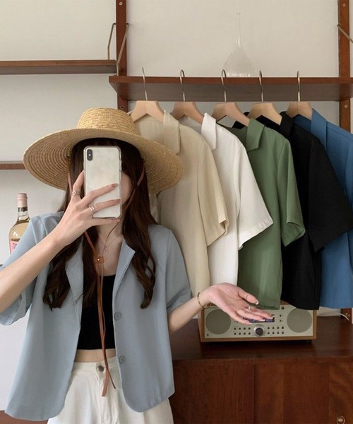 Chaco closet(チャコ クローゼット)の「テーラードミニジャケット(テーラードジャケット・レディース・カーキ/サックスブルー/ブラック/ベージュ・FREE)」の12枚目の写真