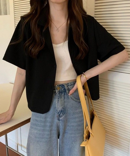 Chaco closet(チャコ クローゼット)の「テーラードミニジャケット(テーラードジャケット・レディース・カーキ/サックスブルー/ブラック/ベージュ・FREE)」の5枚目の写真