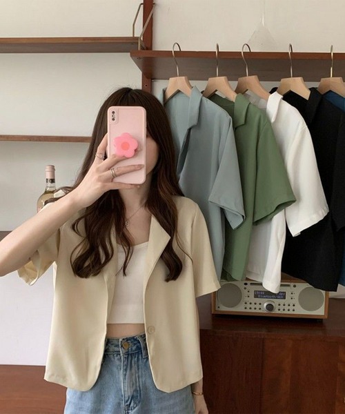 Chaco closet(チャコ クローゼット)の「テーラードミニジャケット(テーラードジャケット・レディース・カーキ/サックスブルー/ブラック/ベージュ・FREE)」の18枚目の写真