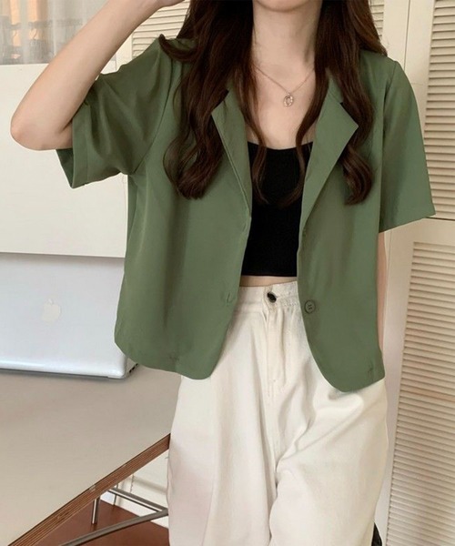 Chaco closet(チャコ クローゼット)の「テーラードミニジャケット(テーラードジャケット・レディース・カーキ/サックスブルー/ブラック/ベージュ・FREE)」の11枚目の写真