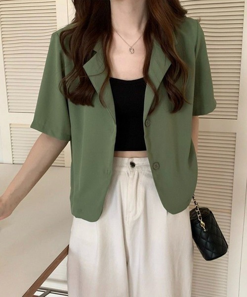 Chaco closet(チャコ クローゼット)の「テーラードミニジャケット(テーラードジャケット・レディース・カーキ/サックスブルー/ブラック/ベージュ・FREE)」の16枚目の写真