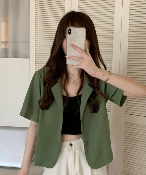 Chaco closet(チャコ クローゼット)の「テーラードミニジャケット(テーラードジャケット・レディース・カーキ/サックスブルー/ブラック/ベージュ・FREE)」の21枚目の写真