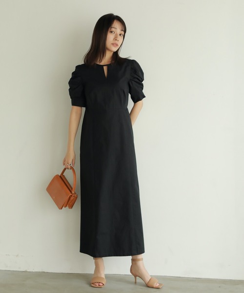 N WITH.(エヌウィズ)の「パフスリーブワンピース(シャツワンピース・レディース・カーキ/ブラック・S/M)」の8枚目の写真