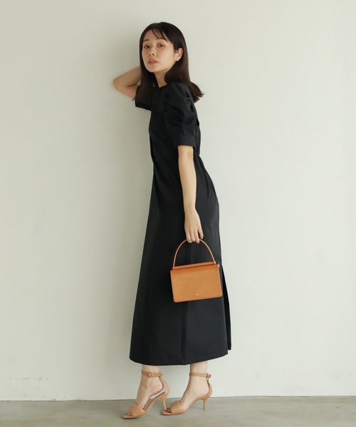 N WITH.(エヌウィズ)の「パフスリーブワンピース(シャツワンピース・レディース・カーキ/ブラック・S/M)」の9枚目の写真