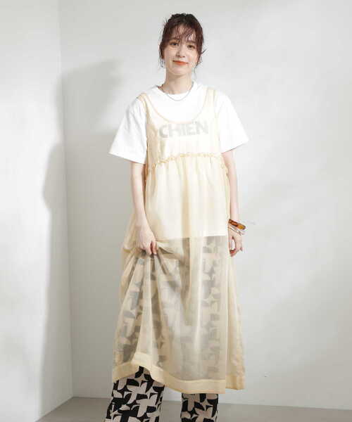 N.(N. Natural Beauty Basic)(エヌエヌナチュラルビューティーベーシック)の「◆シアーワンピース(ワンピース・レディース・ベージュ/ブラック・MEDIUM)」の14枚目の写真