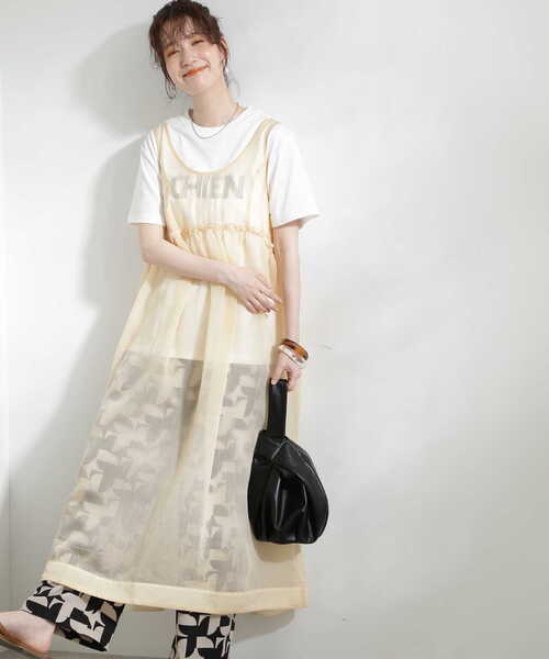 N.(N. Natural Beauty Basic)(エヌエヌナチュラルビューティーベーシック)の「◆シアーワンピース(ワンピース・レディース・ベージュ/ブラック・MEDIUM)」の2枚目の写真