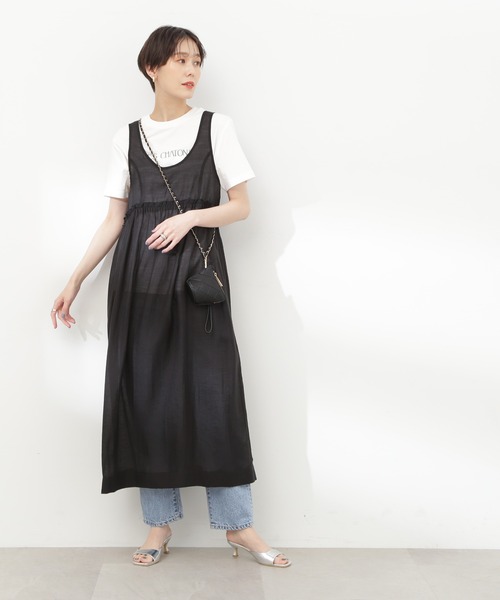 N.(N. Natural Beauty Basic)(エヌエヌナチュラルビューティーベーシック)の「◆シアーワンピース(ワンピース・レディース・ベージュ/ブラック・MEDIUM)」の5枚目の写真