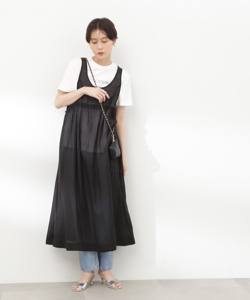 N.(N. Natural Beauty Basic)(エヌエヌナチュラルビューティーベーシック)の「◆シアーワンピース(ワンピース・レディース・ベージュ/ブラック・MEDIUM)」の3枚目の写真