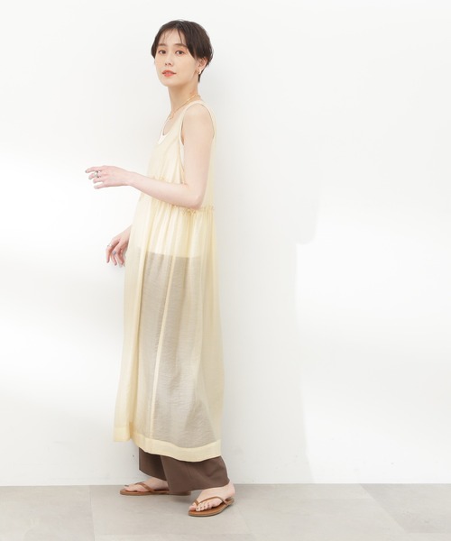 N.(N. Natural Beauty Basic)(エヌエヌナチュラルビューティーベーシック)の「◆シアーワンピース(ワンピース・レディース・ベージュ/ブラック・MEDIUM)」の6枚目の写真