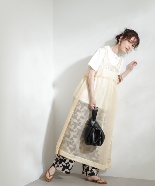 N.(N. Natural Beauty Basic)(エヌエヌナチュラルビューティーベーシック)の「◆シアーワンピース(ワンピース・レディース・ベージュ/ブラック・MEDIUM)」の18枚目の写真