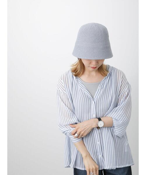 Samansa Mos2 blue（サマンサモスモスブルー）の「サーモベルハット（ハット・レディース・ブルー/オフホワイト/ブラック・ﾌﾘ-）」の4枚目の写真