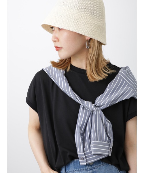 Samansa Mos2 blue（サマンサモスモスブルー）の「サーモベルハット（ハット・レディース・ブルー/オフホワイト/ブラック・ﾌﾘ-）」の2枚目の写真