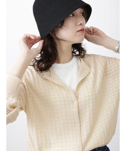 Samansa Mos2 blue（サマンサモスモスブルー）の「サーモベルハット（ハット・レディース・ブルー/オフホワイト/ブラック・ﾌﾘ-）」の3枚目の写真