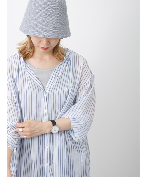 Samansa Mos2 blue（サマンサモスモスブルー）の「サーモベルハット（ハット・レディース・ブルー/オフホワイト/ブラック・ﾌﾘ-）」の6枚目の写真