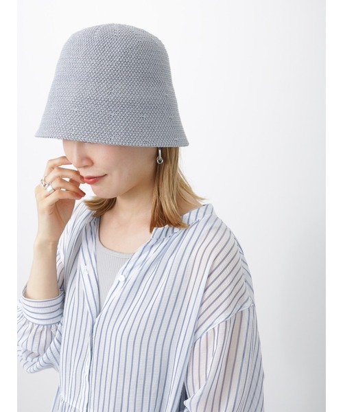 Samansa Mos2 blue（サマンサモスモスブルー）の「サーモベルハット（ハット・レディース・ブルー/オフホワイト/ブラック・ﾌﾘ-）」の10枚目の写真