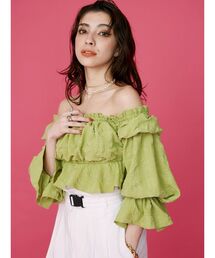 EVRIS | フリルクロップドオフショルトップス(シャツ/ブラウス)