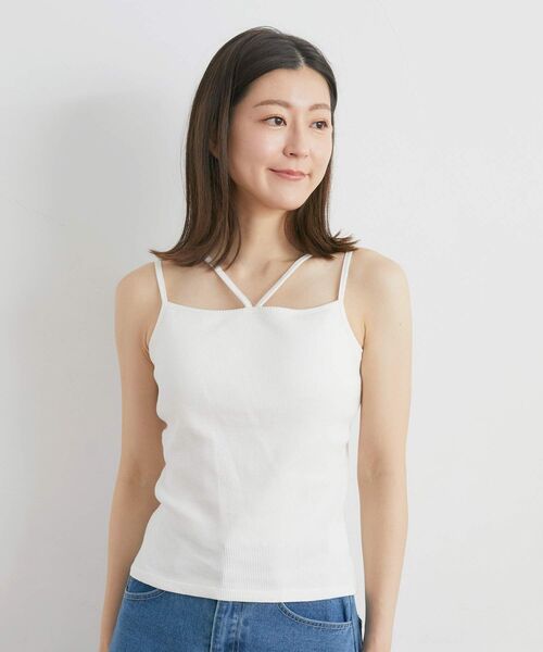 RETRO GIRL（レトロガール）の「デザインテレコキャミ（キャミソール・レディース・ブラック/イエロー/ホワイト/ライトブラウン/ブラック系その他3・FREE）」の2枚目の写真