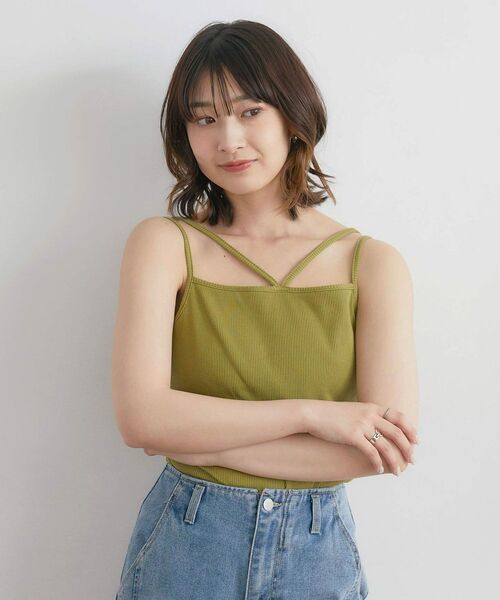 RETRO GIRL（レトロガール）の「デザインテレコキャミ（キャミソール・レディース・ブラック/イエロー/ホワイト/ライトブラウン/ブラック系その他3・FREE）」の5枚目の写真