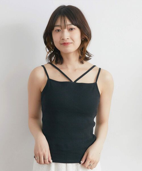 RETRO GIRL（レトロガール）の「デザインテレコキャミ（キャミソール・レディース・ブラック/イエロー/ホワイト/ライトブラウン/ブラック系その他3・FREE）」の3枚目の写真