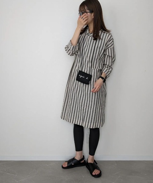 LBC（エルビーシー）の「リネン混3WAYワンピース（シャツワンピース・レディース・ベージュ/ブラック/ブルー・M/L）」の2枚目の写真