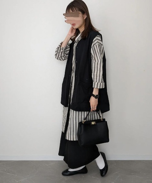 LBC（エルビーシー）の「リネン混3WAYワンピース（シャツワンピース・レディース・ベージュ/ブラック/ブルー・M/L）」の5枚目の写真