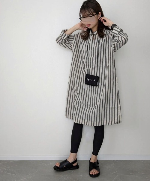 LBC（エルビーシー）の「リネン混3WAYワンピース（シャツワンピース・レディース・ベージュ/ブラック/ブルー・M/L）」の7枚目の写真