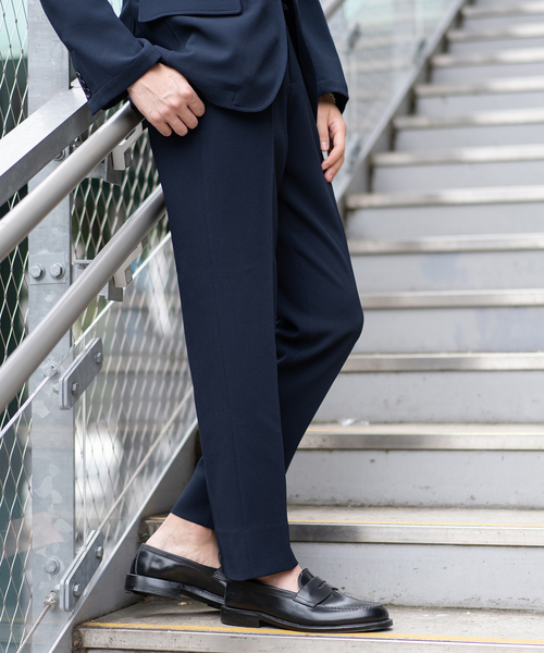 417 EDIFICE（フォーワンセブンエディフィス）の「"吸水速乾＆イージーケア"【TEC WAFFLE】シアサッカー テーパードパンツ（スラックス・メンズ・ネイビー/グレー・SMALL/MEDIUM/LARGE）」の7枚目の写真