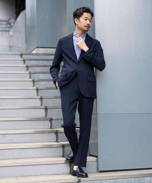 417 EDIFICE（フォーワンセブンエディフィス）の「"吸水速乾＆イージーケア"【TEC WAFFLE】シアサッカー テーパードパンツ（スラックス・メンズ・ネイビー/グレー・SMALL/MEDIUM/LARGE）」の15枚目の写真