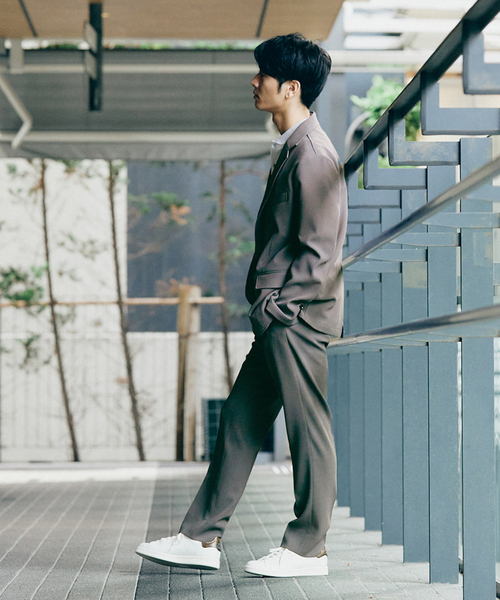 417 EDIFICE（フォーワンセブンエディフィス）の「"吸水速乾＆イージーケア"【TEC WAFFLE】シアサッカー テーパードパンツ（スラックス・メンズ・ネイビー/グレー・SMALL/MEDIUM/LARGE）」の12枚目の写真