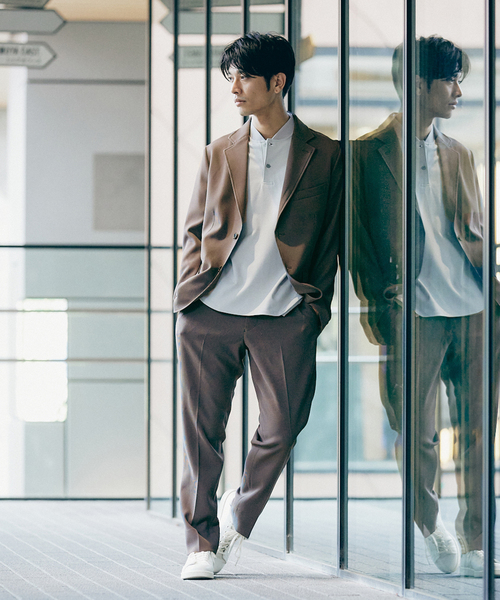 417 EDIFICE（フォーワンセブンエディフィス）の「"吸水速乾＆イージーケア"【TEC WAFFLE】シアサッカー テーパードパンツ（スラックス・メンズ・ネイビー/グレー・SMALL/MEDIUM/LARGE）」の8枚目の写真