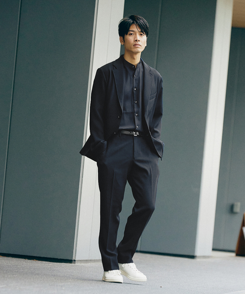 417 EDIFICE（フォーワンセブンエディフィス）の「"吸水速乾＆イージーケア"【TEC WAFFLE】シアサッカー テーパードパンツ（スラックス・メンズ・ネイビー/グレー・SMALL/MEDIUM/LARGE）」の13枚目の写真