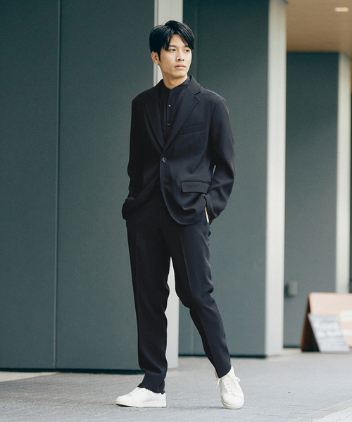 417 EDIFICE（フォーワンセブンエディフィス）の「"吸水速乾＆イージーケア"【TEC WAFFLE】シアサッカー テーパードパンツ（スラックス・メンズ・ネイビー/グレー・SMALL/MEDIUM/LARGE）」の9枚目の写真