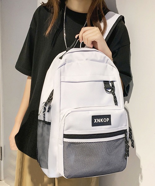 florist（フローリスト）の「【A4対応/撥水】【ユニセックス】配色メッシュストリートカジュアルリュックサック/バックパック/スポーツバッグ（バックパック/リュック・レディース・ブラック/ホワイト・FREE）」の12枚目の写真