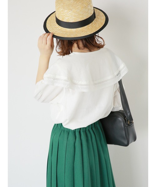 ehka sopo（エヘカソポ）の「ラッフルレース襟ブラウス（シャツ/ブラウス・レディース・ブルー/キナリ/オフホワイト・F）」の11枚目の写真