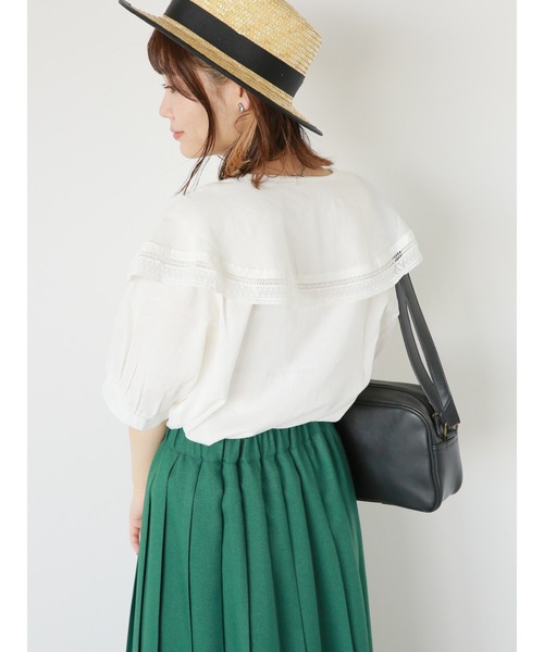 ehka sopo（エヘカソポ）の「ラッフルレース襟ブラウス（シャツ/ブラウス・レディース・ブルー/キナリ/オフホワイト・F）」の12枚目の写真