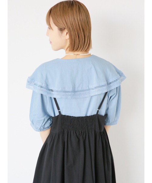 ehka sopo（エヘカソポ）の「ラッフルレース襟ブラウス（シャツ/ブラウス・レディース・ブルー/キナリ/オフホワイト・F）」の21枚目の写真