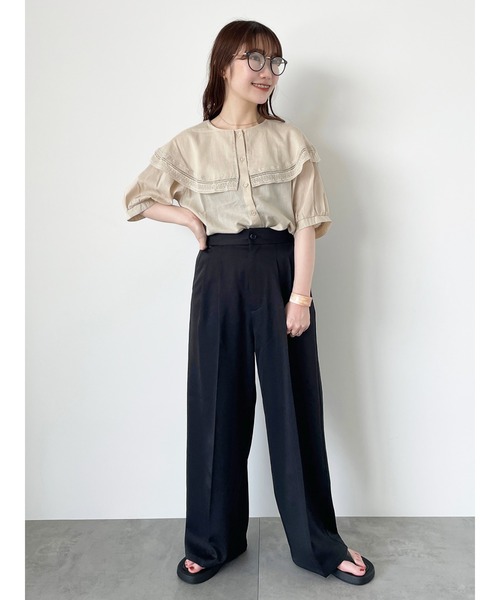 ehka sopo（エヘカソポ）の「ラッフルレース襟ブラウス（シャツ/ブラウス・レディース・ブルー/キナリ/オフホワイト・F）」の22枚目の写真