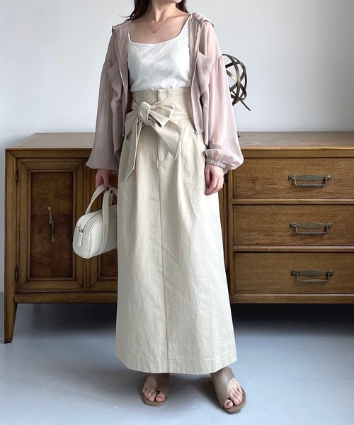 mysty woman（ミスティウーマン）の「BIGリボンハイウエストナロースカート　908455（スカート・レディース・オレンジ系その他/アイボリー/チャコールグレー・FREE）」の19枚目の写真