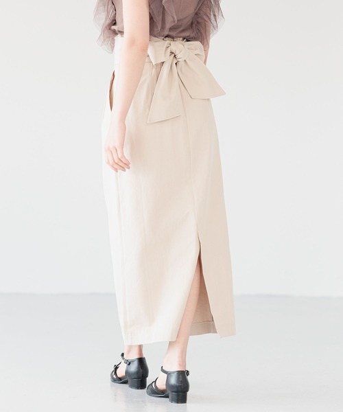 mysty woman（ミスティウーマン）の「BIGリボンハイウエストナロースカート　908455（スカート・レディース・オレンジ系その他/アイボリー/チャコールグレー・FREE）」の15枚目の写真