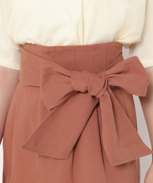 mysty woman（ミスティウーマン）の「BIGリボンハイウエストナロースカート　908455（スカート・レディース・オレンジ系その他/アイボリー/チャコールグレー・FREE）」の6枚目の写真