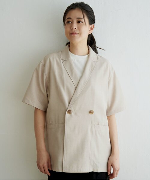 ikka（イッカ）の「リネンライク半袖テーラードジャケット（テーラードジャケット・レディース・ブラック/ベージュ・S/M/L）」の18枚目の写真