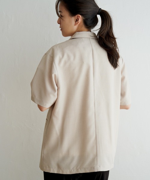 ikka（イッカ）の「リネンライク半袖テーラードジャケット（テーラードジャケット・レディース・ブラック/ベージュ・S/M/L）」の10枚目の写真
