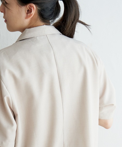 ikka（イッカ）の「リネンライク半袖テーラードジャケット（テーラードジャケット・レディース・ブラック/ベージュ・S/M/L）」の12枚目の写真