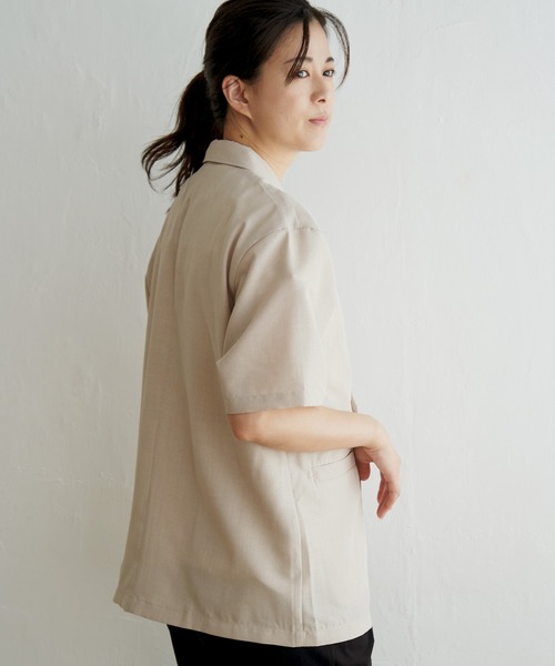 ikka（イッカ）の「リネンライク半袖テーラードジャケット（テーラードジャケット・レディース・ブラック/ベージュ・S/M/L）」の11枚目の写真